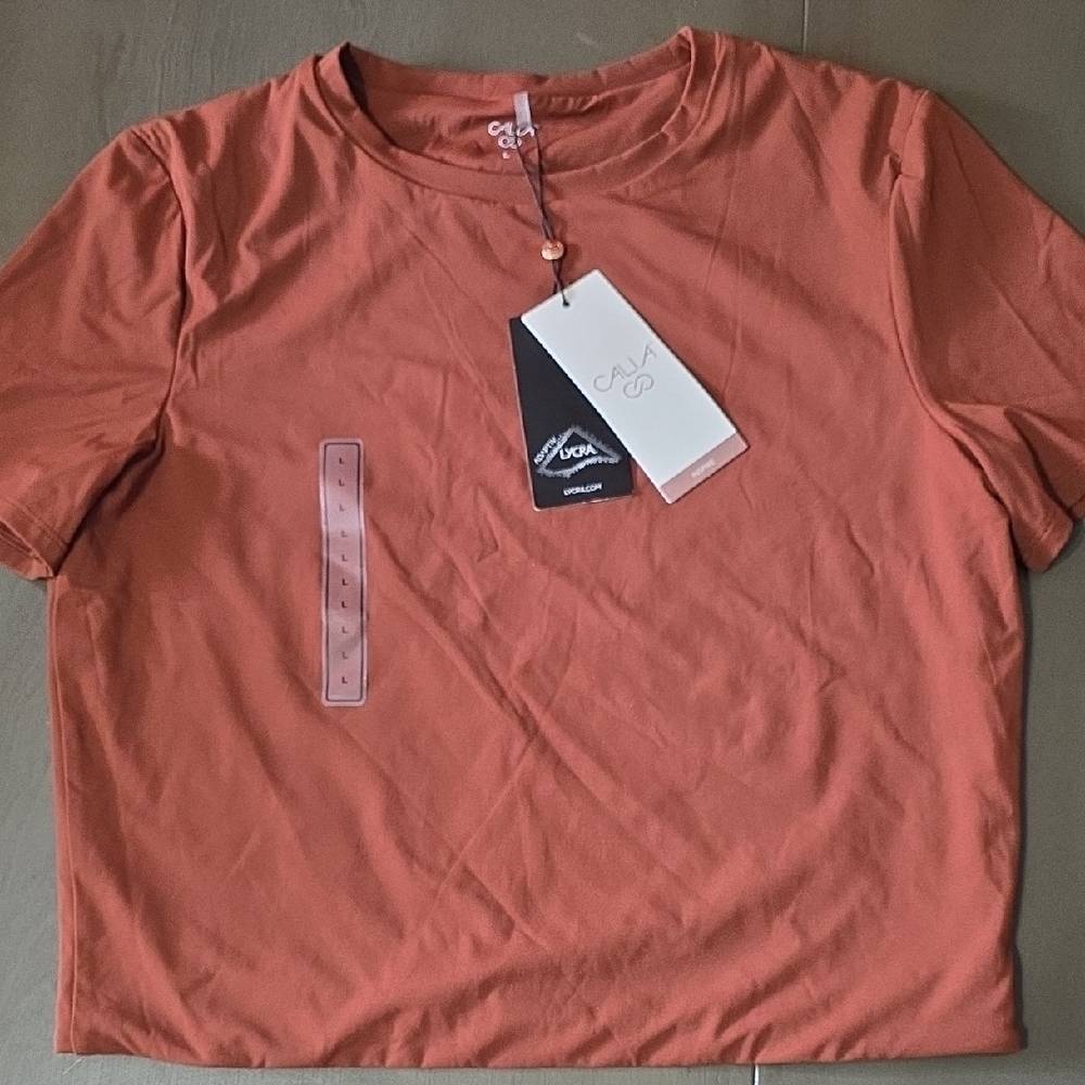 Calia Inspire Lite Short Sleeve Top In Red Brown